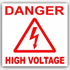 6 x Danger High Voltage Stickers-Red on White-Health and Safety-Self Adhesive Vinyl Electrical Electrician Signs 